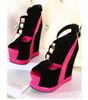 Chic 2 Color Stylish Sky High Platform Sandals,Synthetic Suede White Black Strappy Sandals Size 34