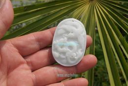 Natural youxiu white jade hand-carved amulet pendant. Dragon and phoenix dance (dragon and phoenix)... The necklace