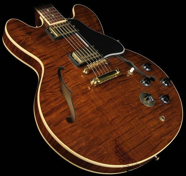 

Cu tom hop cla ic tiger brown emi hollow 335 jazz guitar whole ale guitar