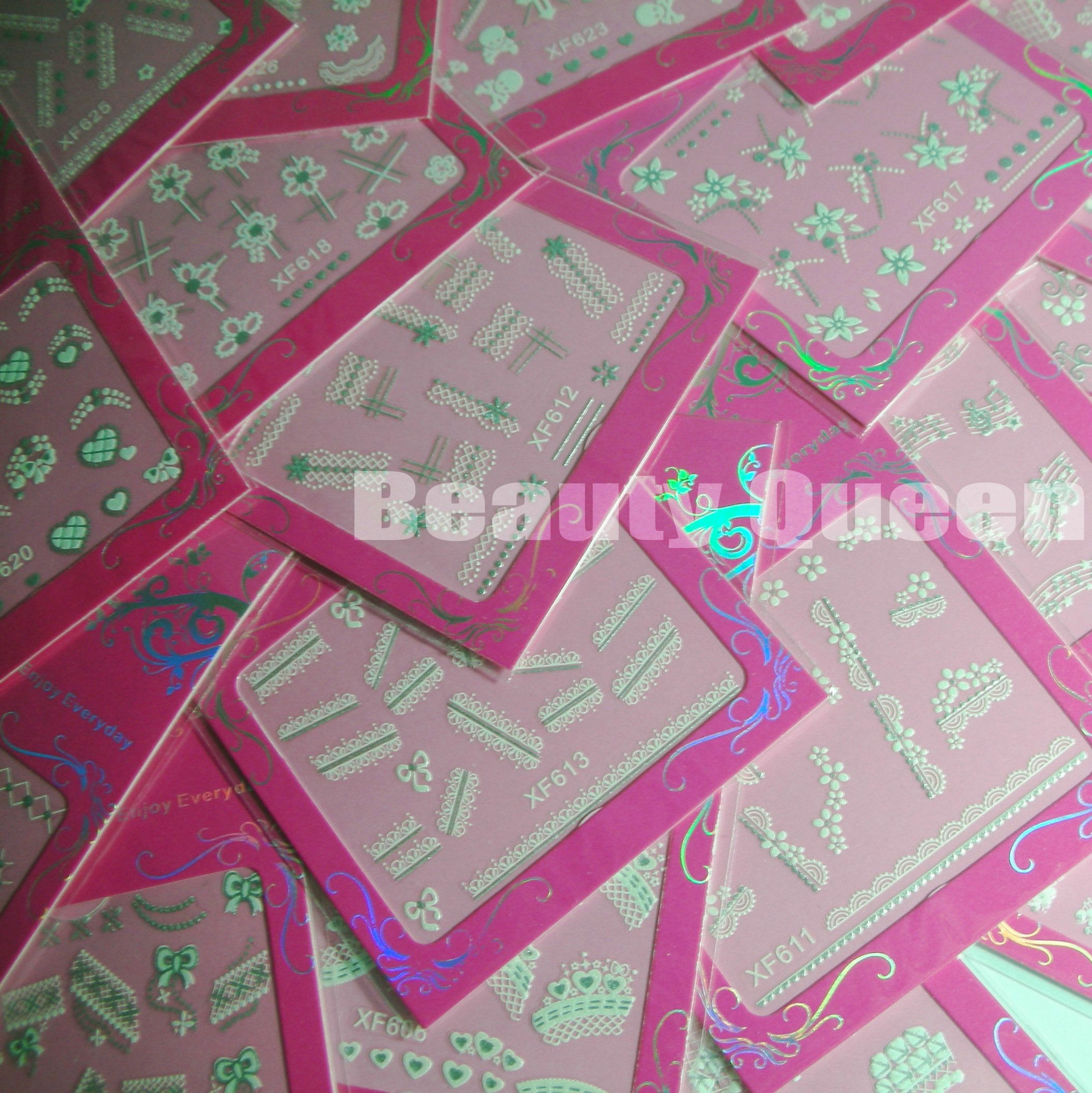 

24 style White Lace Flower 3D Nail Art Decal Tips Decorative Decals Sticker Acrylic UV Gel NEW, Variety