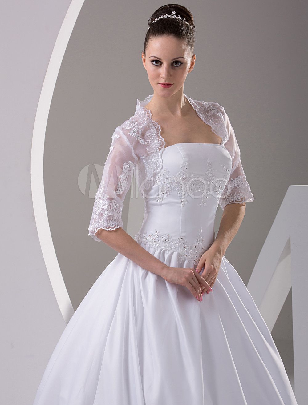 Ball Gown Square Neckline Lace Shoulder And Arms Cover Chapel Train ...