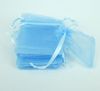 200pcs céu azul Caixa de Jóias de luxo Organza Jóias Bolsas Sacos de presente para favores do casamento, sacos bolsa com cordão de cetim fita