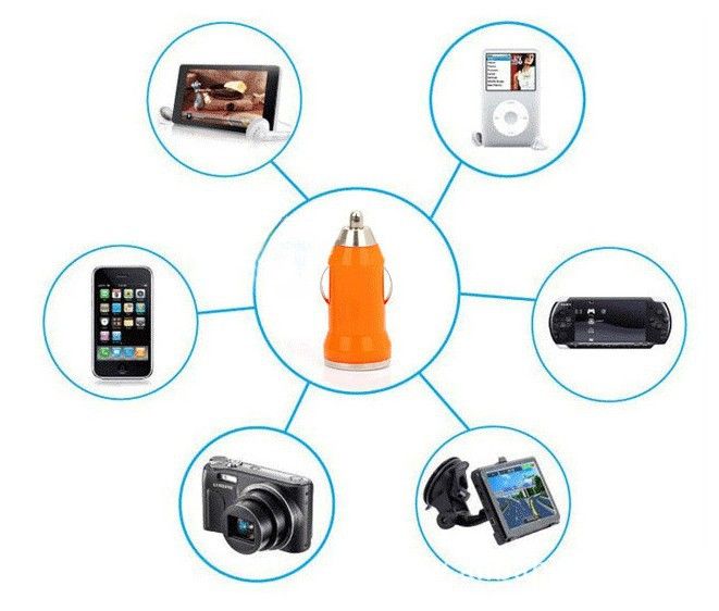 最も低いカラフルな弾丸のミニUSBの車の充電器のユニバーサルアダプター1A 1000MA車の充電器のiPhone 4 4​​S 5 5 C携帯電話PDA MP3 MP4