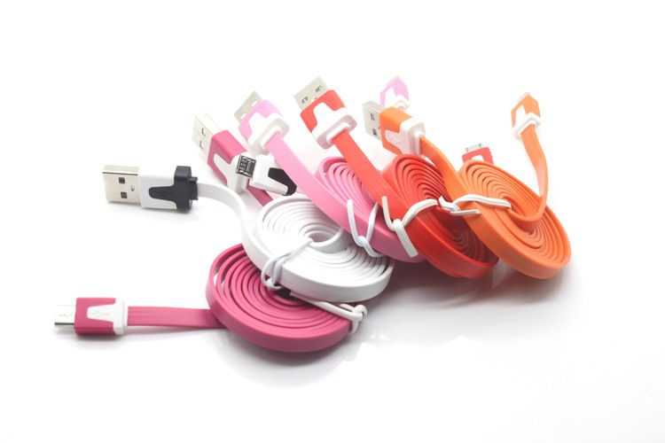 Najtańsze mieszkanie 1M 3FT Long Noodle Flat Data Cable Flat Sync Data ładowania Micro USB V8 Kabel Ładowarka Drut do telefonu komórkowego z Androidem do USA