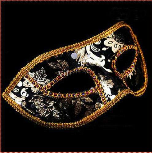 Maschera di Halloween Masquerade Mezza maschera maschile Venezia Italia pizzo a testa piatta maschere di stoffa brillante i