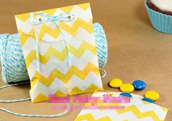 Paper Gift Favor Bags Party Food Paper Bag Chevron Treat Popcorn Bags Polka Dot Middy Bitty XB1