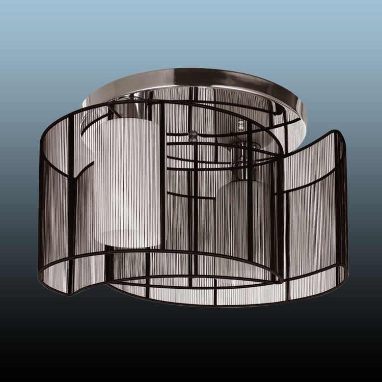 Flush Mount Modern Ceiling Light With Black Moon Design Lamp Shade From