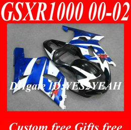 Fairings bodywork for 2000 2001 2002 SUZUKI GSXR1000 GSX R1000 K2 00 01 02 GSXR 1000 white blue Fairing kit+gifts SM70