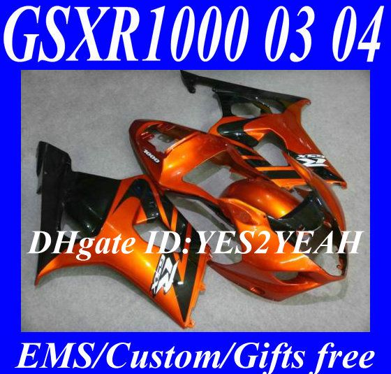 Carrocería de carenados de inyección para SUZUKI GSXR1000 GSX R1000 K3 03 04 GSXR 1000 R1000 kit de cuerpo de carenado negro naranja lk75 2003 2004