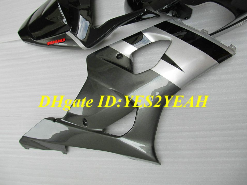 Wróżki Zestaw do ciała na 2003 2004 SUZUKI GSXR1000 GSX R1000 K3 03 04 GSXR 1000 Black Silver Fairing Coradwork LK84