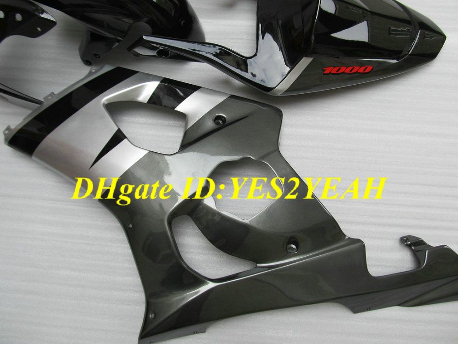 Fairings Body kit for 2003 2004 SUZUKI GSXR1000 GSX R1000 K3 03 04 GSXR 1000 black silver Fairing bodywork lk84