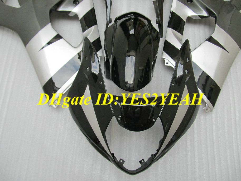 Wróżki Zestaw do ciała na 2003 2004 SUZUKI GSXR1000 GSX R1000 K3 03 04 GSXR 1000 Black Silver Fairing Coradwork LK84