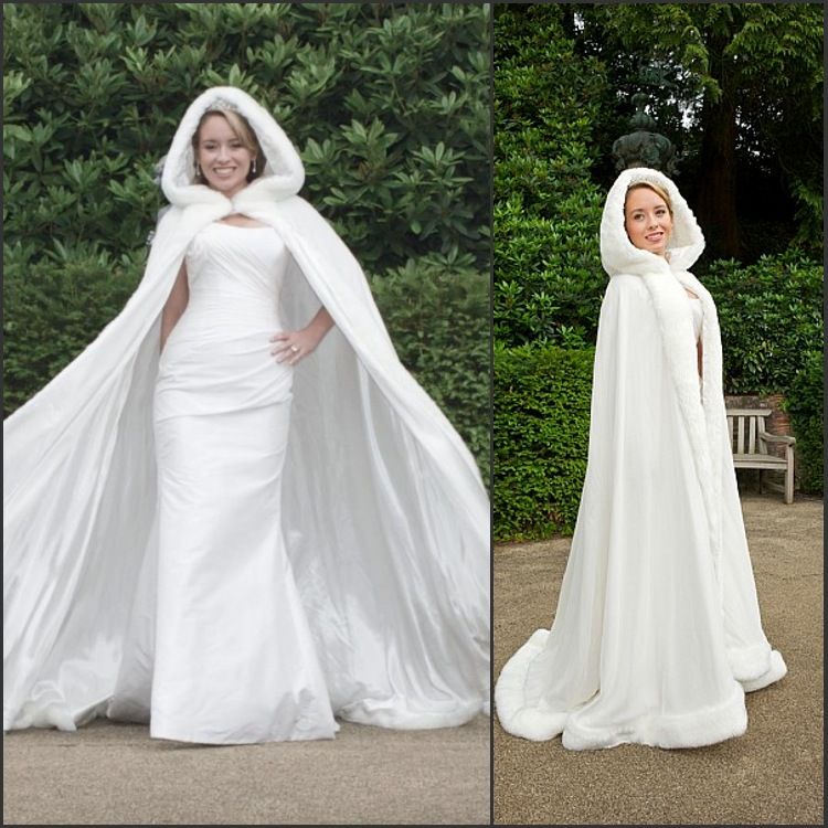 New Arrival Amazing Customer Made White Winter Gorgeous Russia Wedding Dresses For Bridal Cape