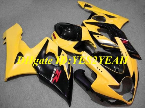 Fairings Kit för 2005 2006 Suzuki GSXR1000 GSX R1000 K5 05 06 GSXR 1000 R1000 Gul Gloss Black Fairing Kit + 7 Presenter MG77