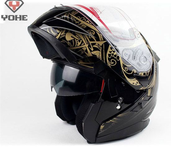 2019 New Yohe Undrape Face Motorcycle Helmet YH953ダブルレンズは、ABS PCレンズVISOR2805181で作られたバイクヘルメットを裏返します