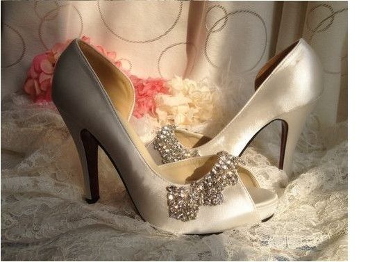 

Womens Satin Rhinestone Peep Toes Platform Pumps Wedding Evening Party High Heels Sandals Shoes Lady Formal Dress Shoes Free Shipping, White