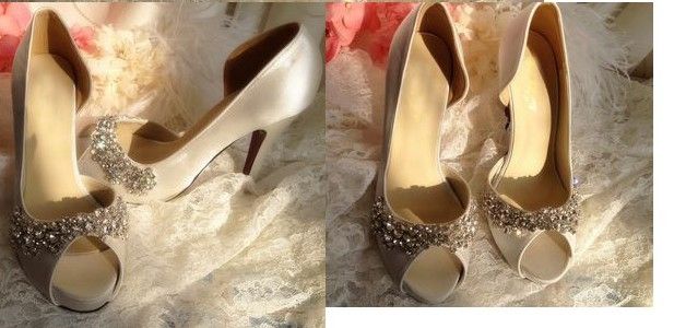 Womens Satin Rhinestone Peep Toes Platform Pumps Wedding Evening Party High Heels Sandals Shoes Lady Formal Dress Shoes 