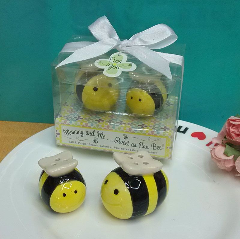 Baby Shower Return Gifts Mommy And Me...Sweet As Can Bee Ceramic Salt And Pepper Shakers From