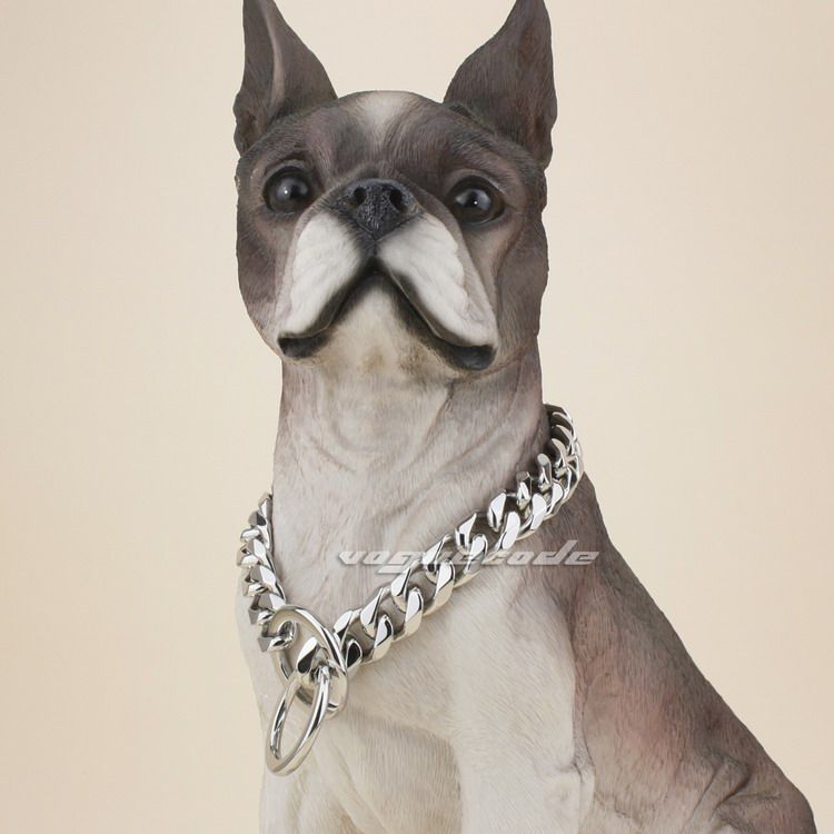 silver cuban link dog collar