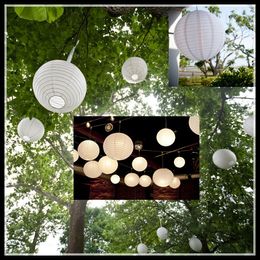 New Hanging White Paper Lanterns Lighting with 4'' 8'' 12'' 16'' 20'' and 24'' sizes for DIY Wedding Decorations Chinese Lanterns Whloesale