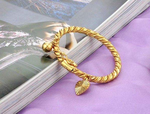 

sweet style Free Shipping N315 jewelry 18k gold plated bracelet heart bell children's bangle fashion gift