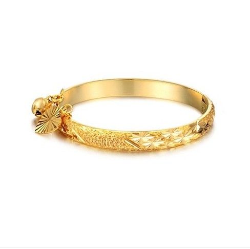 

for cute style Free Shipping N314 Sweet jewelry gifts 18k gold plated bracelet heart bell children's bangle