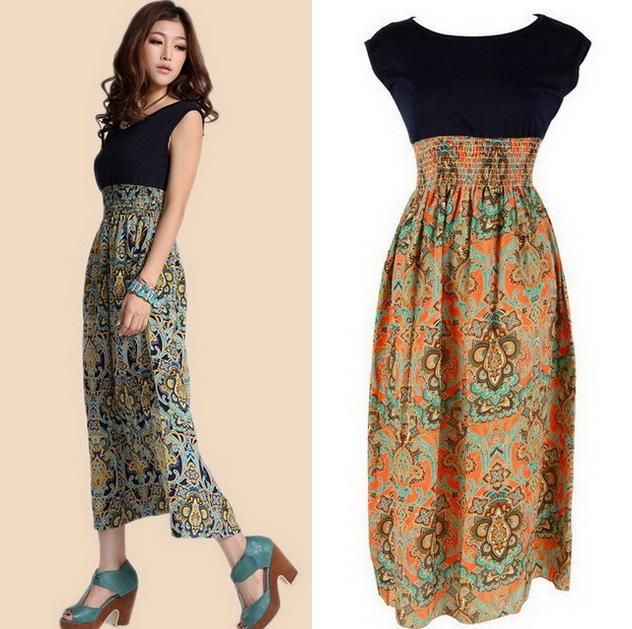 womens beach dress ankle length dress one piece fashion summer sundress party print dress sexy 