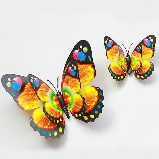 12 cm Bright Two-Pair Wings Butterfly Kylskåp Magneter Simulering Butterfly Brosch Home Decor 100st/Lot FM016