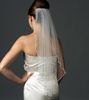 Free Shipping One Layer Wedding Bridal Veil white ivory Elbow Length Crystal Beaded With Comb Real Picture