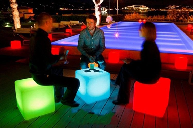 2013 New lighting furniture plastic LED bench Square 30CM bench RGB bench bar garden decor 1 set/lot
