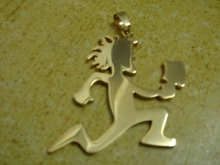 High Quality gold colour large 2'' stainless steel hatchetman heart friendship charms pendant free chain ICP jewelry performer JUGGALO