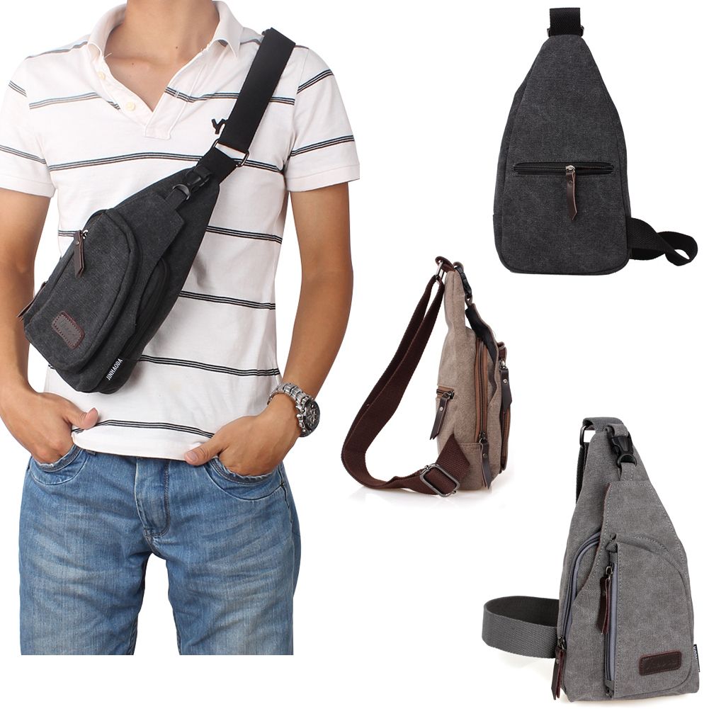 Unbalance Mens Canvas Backpack Womens Shoulder Sling Chest Hiking ...