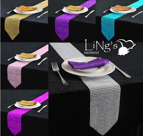 HOT SALE ! Elegant Diamond Crystal Rhinestone Sparkling Table Runner Wedding Party Decoration