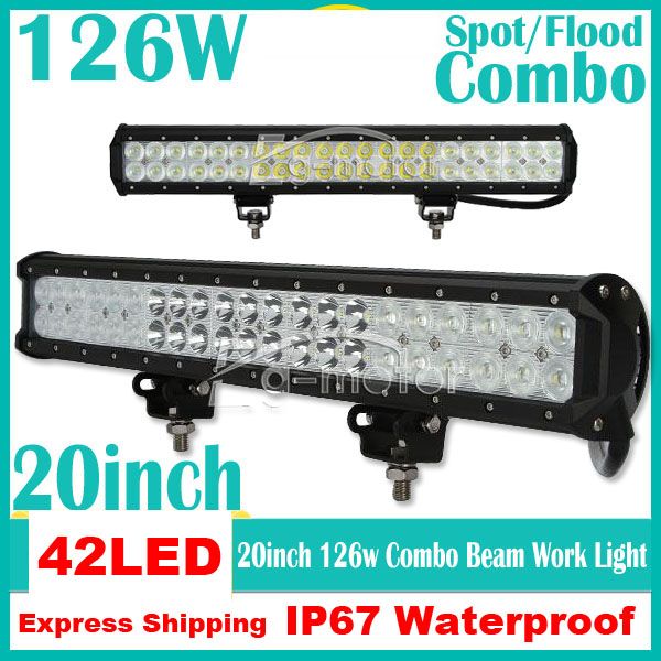20 126W USA CREE 42 LED Work Light Bar SUV ATV 4WD 4x4 Spot / Flood