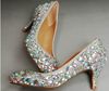 Bruiloft Sparkly Glitter Hoge Hakken Voor Prom Rhinestone Trouwschoenen Bruids Schoenen Midden Heel Vrouw Mode Jurk Schoenen Gratis Verzending