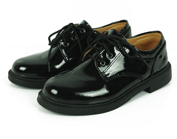 Male Child Leather Child Formal Dress Tuxedo Shoes Shiny Flower Girl