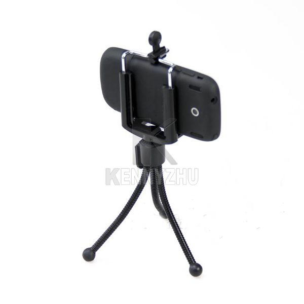 Mini Flexible Tripod + Universal antiderrapante Telefone braçadeira Celular Titular Padrão 1/4 Parafuso para iPhone HTC Samung