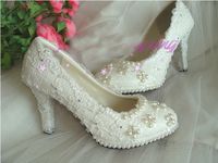 Sexy Dentelle Plate-Forme Talons hauts Clubs Round Toe Pompes Robe Chaussures De Mariage Chaussures De Mariée Femme Plus La Taille Chaussures
