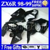 7gifts CustomFor KAWASAKI Green black ZX6R 98-99 ZX-6R ZX-636 98 99 ZX 6R 636 6 R MK#604 green black Bodywork ZX636 1998 1999 Fairing