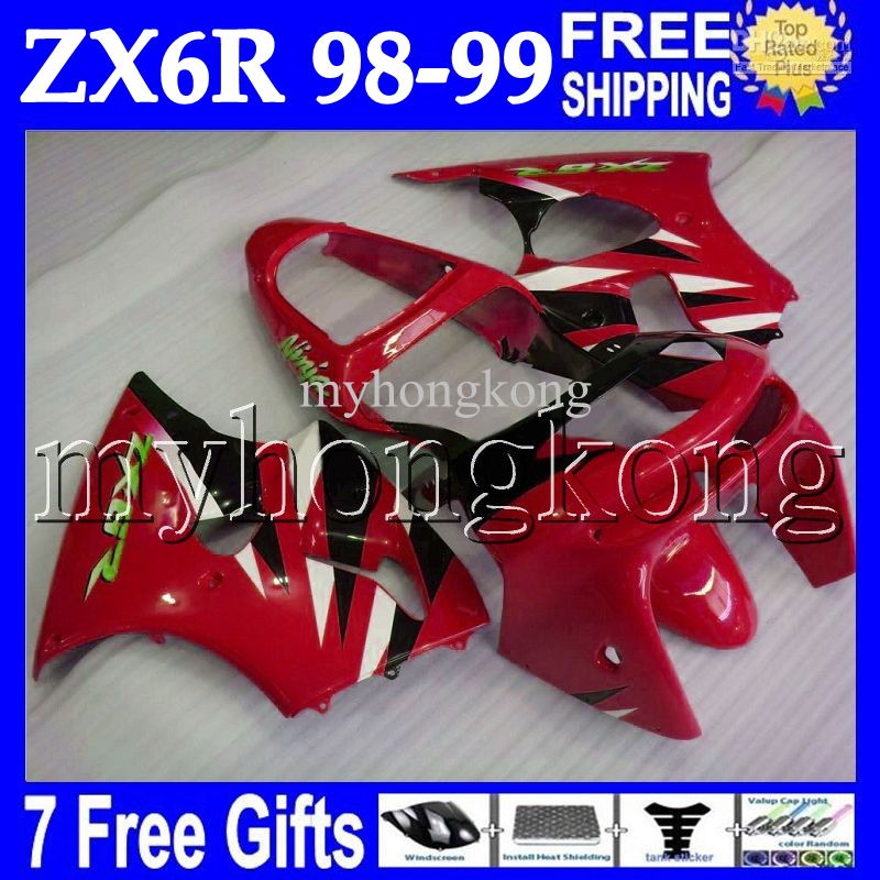 7gifts KAWASAKI için 98-99 ZX6R ZX6R ZX636 98 99 Kırmızı siyah beyaz 1998 1999 MK # 649 beden ZX 6R 636 6 R ZX636 kırmızı siyah Tam Kalafatlama