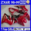 7Gifts voor Kawasaki 98-99 ZX6R ZX-6R ZX-636 98 99 Rood zwart wit 1998 1999 MK # 649 Body ZX 6R 636 6 R ZX636 Rood Zwart Volledige Vallen