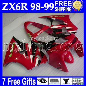 7gifts For KAWASAKI 98-99 ZX6R ZX-6R ZX-636 98 99 Red black white 1998 1999 MK#649 body ZX 6R 636 6 R ZX636 red black Full Fairings