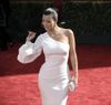 ZSD013 Kim Kardashian rode loperjurk witte mermai één schouder lange mouw avondjurk Emmy Awards Gossip Girl4905406