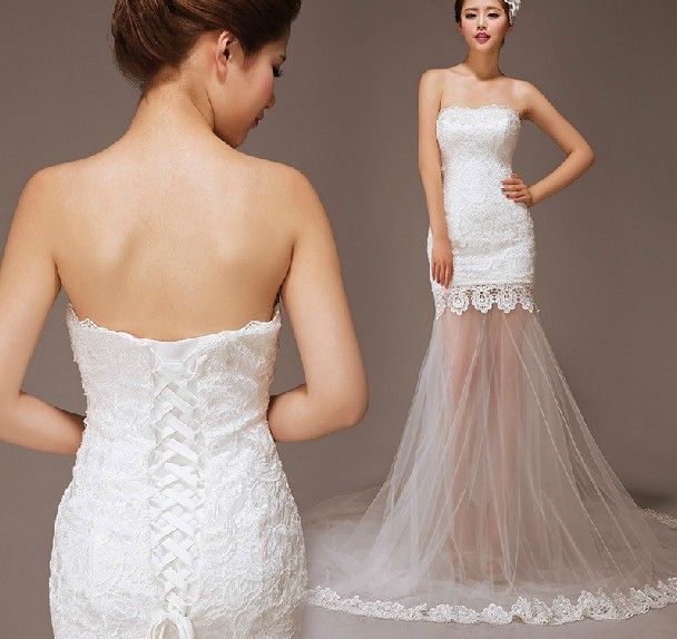 NEW Arrival ! 3 wearing of clothes methods detachable wedding dress A Line High Quality Bridal Strapless Lace Tulle Summer Wedding Dresses