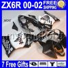 7gifts Free Custom HOT ALL Gloss blau für KAWASAKI 00 01 02 ZX-6R ZX636 MK#740 ZX-636 2000 2001 2002 ZX6R ZX 6R Verkleidungen dunkelblau