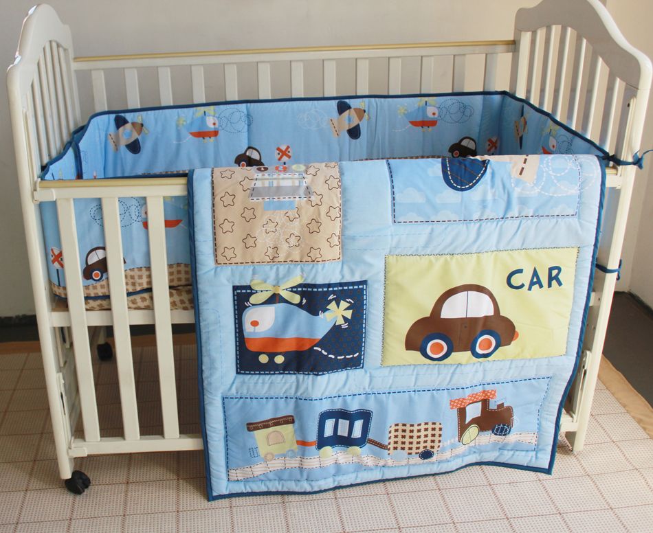New Blue Cars Airplan Boy Baby Crib Cot Bedding Set 3 Items New Blue Cars Airplan Boy Baby Crib Cot Bedding Set 3 Items Including Comforter Bumper Fitted Sheet Kids Sets For Boys Full Size