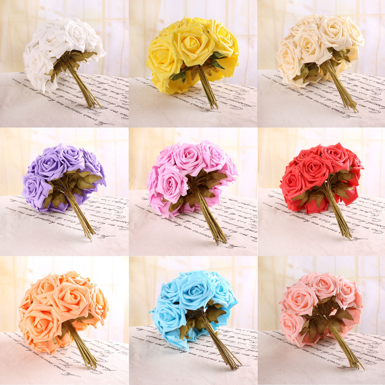 Head Real Touch Latex Wedding Bridal Bridesmaid Roses Flower Pick From