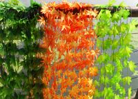 Silke Leaf Rattans Yellow / Orange Konstgjorda Silk Blommor Rattan Små Maple Leaf Vine Fortune lämnar plastkransar