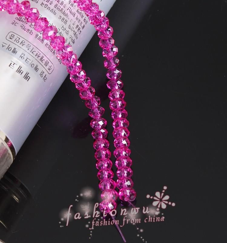 Hot sell 1200pcs/lot Hot Pink Faceted Crystal Rondelle Beads 6mm Jewelry DIY Loose Beads New