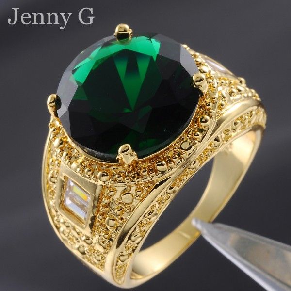 Size 9 13 Huge 15ct Green Emerald Gemstone 18K Yellow Gold Filled Gem ...